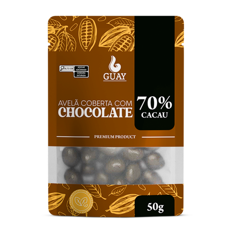 Hazelnut and chocolate dragees, 70% cocoa, Guay brand, 50g