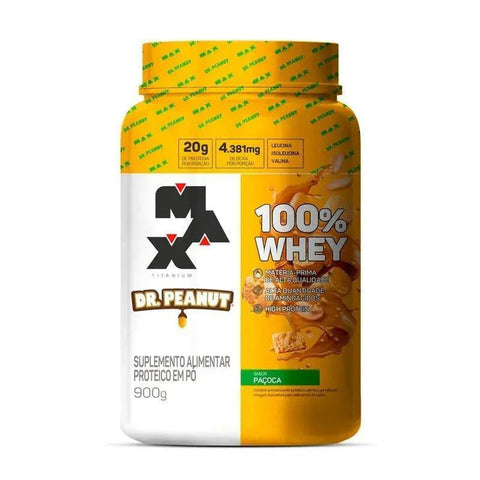 100% Whey Dr.Peanut - Max Titanium Paçoca 900G - MEUBRASILONLINE