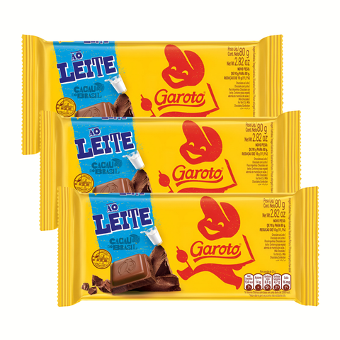 Chocolate Garoto ao leite pacote 3x80g