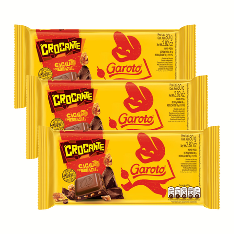 Chocolate Garoto Crocante Ao leite 3x80g