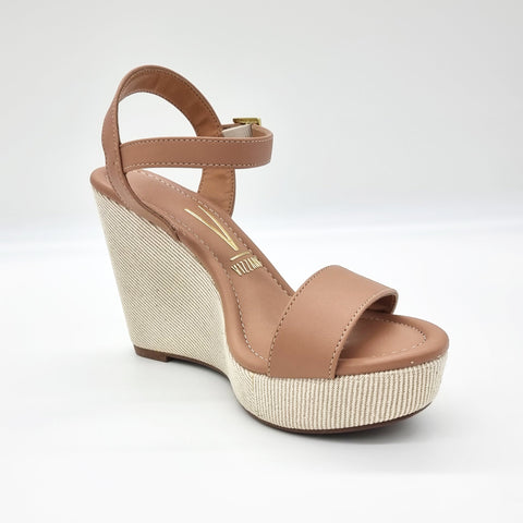Vizzano 6283-2114 Embroidered Wedge Sandal in Nude