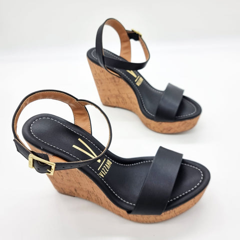 Vizzano 6283-2000 Wedge Sandal in Black Napa