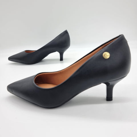 Vizzano 1122-828 Kitten Heel Pointy Toe Pump in Black Napa