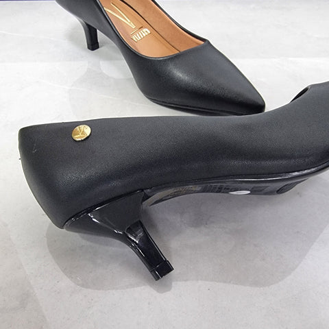 Vizzano 1122-828 Kitten Heel Pointy Toe Pump in Black Napa