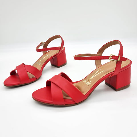 Vizzano 6291-927 Block Heel Sandal in Red Napa