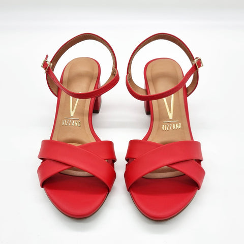 Vizzano 6291-927 Block Heel Sandal in Red Napa