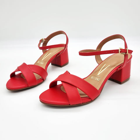 Vizzano 6291-927 Block Heel Sandal in Red Napa
