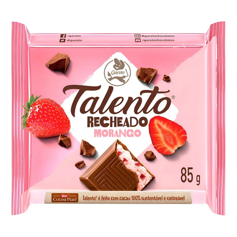 Chocolate Garoto Talento ao leite Recheio Morango 3x85g