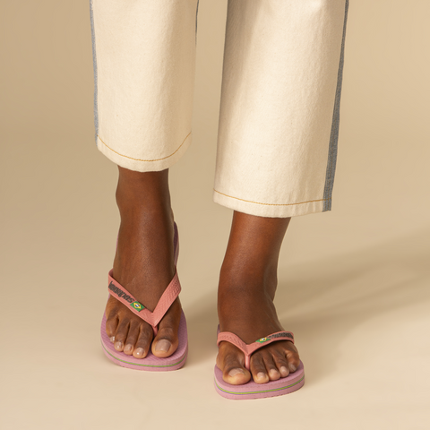 Chinelo Havaianas Brasil Logo Rosa Chiffon