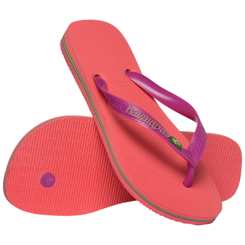 Chinelo Havaianas Brasil Logo Coral
