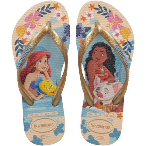 Chinelo Havaianas Infantil Slim Princesas Ariel & Moana