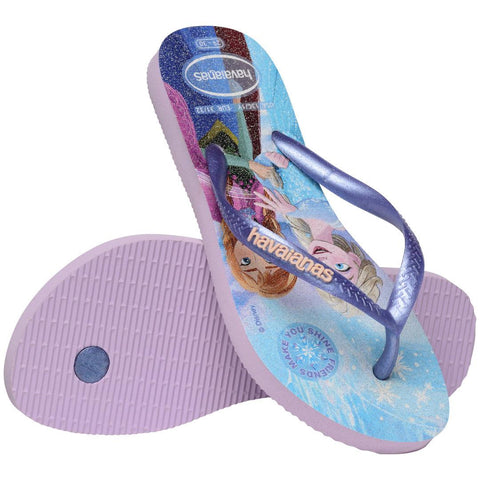 Chinelo Havaianas Infantil Slim Princesas Frozen Roxo Fantasy