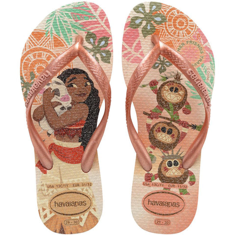 Chinelo Havaianas Infantil Slim Princesas Moana Rosa Clay