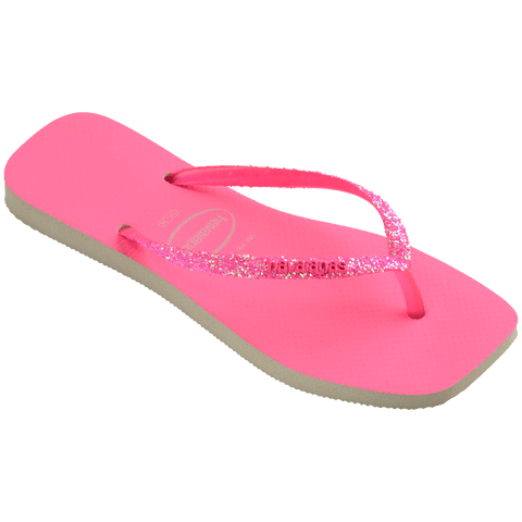 Chinelo Havaianas Slim Square Glitter Neon