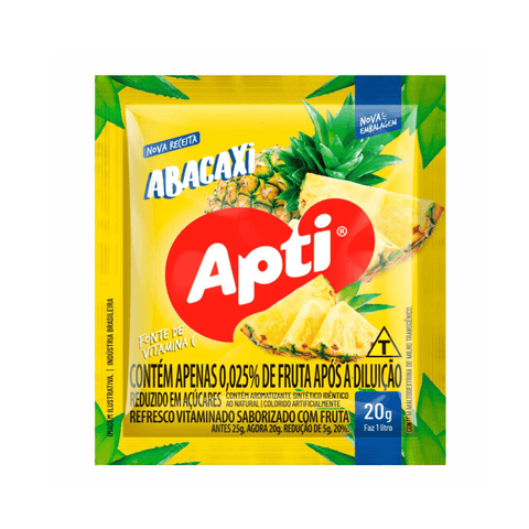 Refresco em pó APTI - ABACAXI  15 sachês de 20g cada 300G
