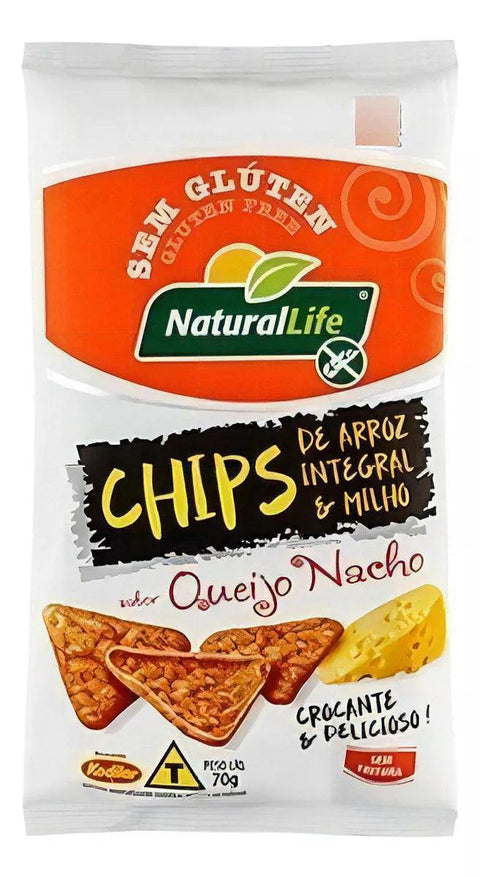 NaturalLife Gluten-Free Brown Rice and Corn Chips with Nacho Cheese, 70g
