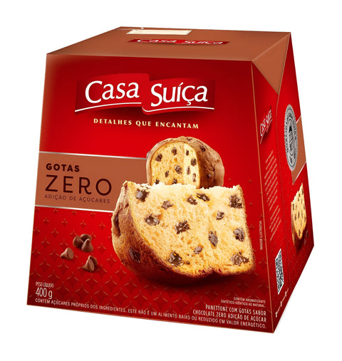 Panettone com Gotas de Chocolate Casa Suíça Zero Caixa 400g