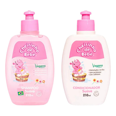 Kit Cheirinho de Bebe Rosa 210ml (Shampoo+Condicionador)