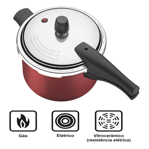 Panela De Pressão 4,5l Tramontina Vancouver Effect - Vermelho