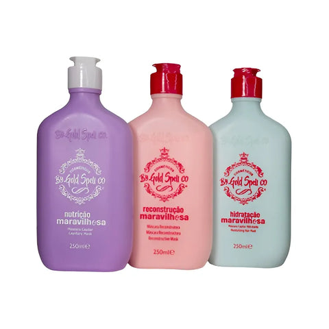 Kit Máscaras Gold Spell Maravilhosa – Hidratação, Nutrição e Reconstrução (3x 250 ml)