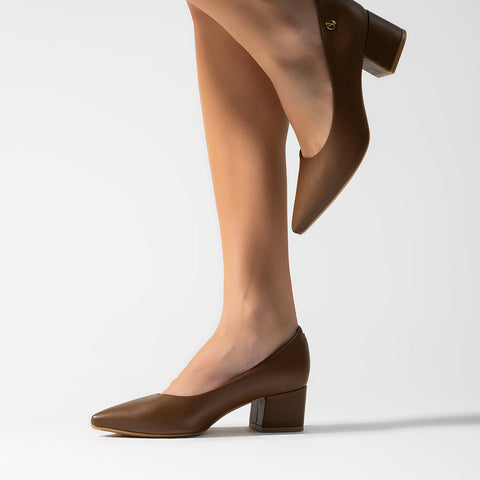 Vizzano 1220-315 Block Heel Pump in Cappuccino Napa