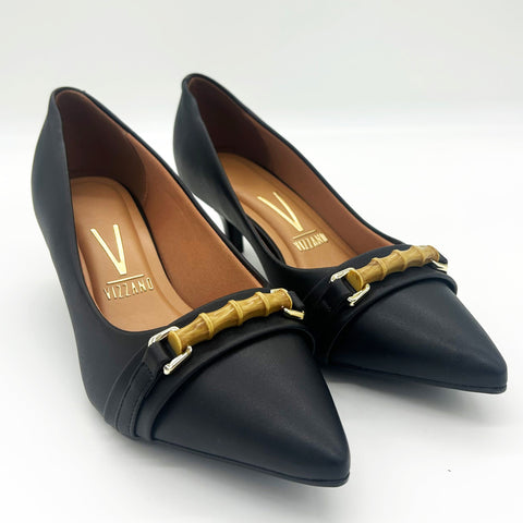 Vizzano 1122-887 Kitten Heel Pointy Toe Pump in Black