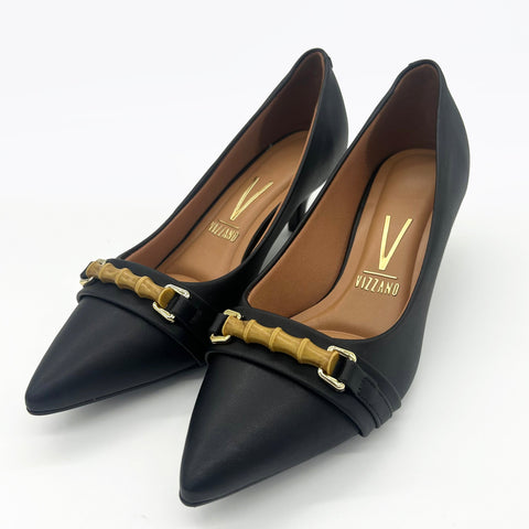 Vizzano 1122-887 Kitten Heel Pointy Toe Pump in Black