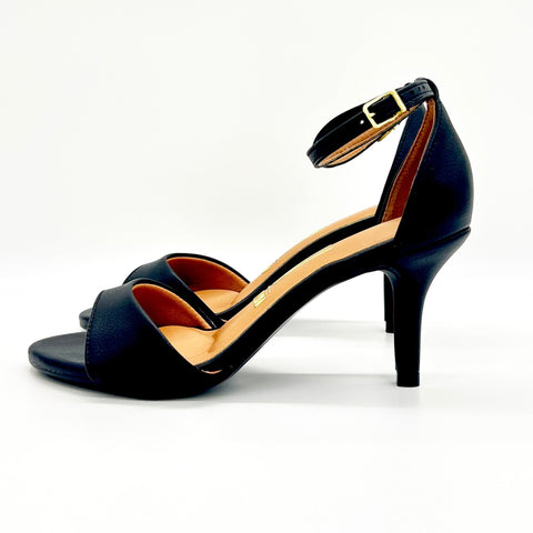 Vizzano 6524-100 Mid Heel Sandal in Black Napa