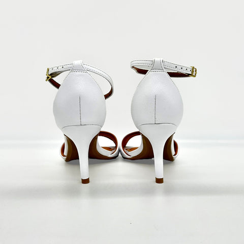 Vizzano 6524-100 Mid Heel Sandal in White Napa