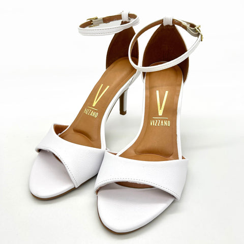 Vizzano 6524-100 Mid Heel Sandal in White Napa
