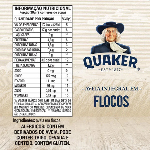 Aveia Em Flocos Regulares Quaker Caixa 450G Embalagem Econômica