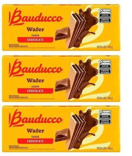 Biscoito Wafer Recheio Chocolate Bauducco 3 x 140g - MEUBRASILONLINE