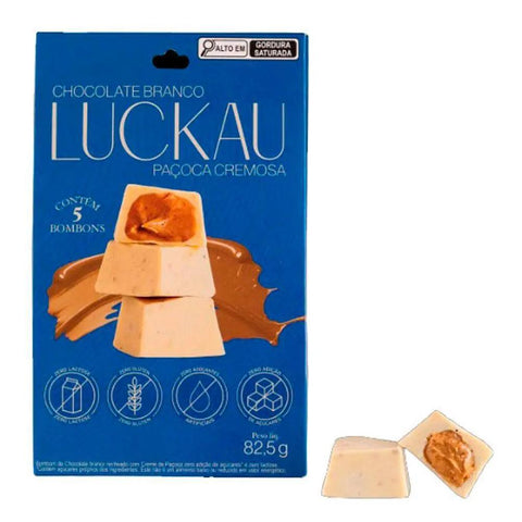 Bombom Branco Paçoca Cremosa Luckau Pouch 82,5g - MEUBRASILONLINE