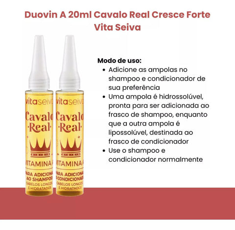 Ampola Duovin A Hair Cavalo Real Cresce Forte 20ml