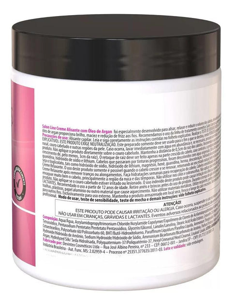 Creme Alisante Argan Oil Forte Alisa Relaxa Salon Line 500gr