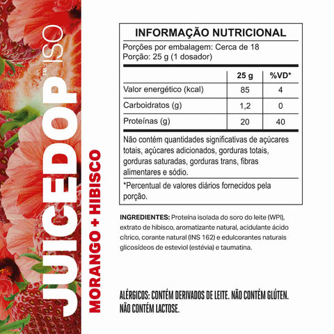 Whey Protein Isolado ElementoPuro Juicedop 450g Morango Hibisco