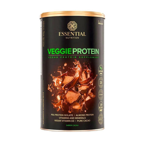 Proteína Vegetal Veggie Protein Cacao Essential Nutrition 455G - MEUBRASILONLINE