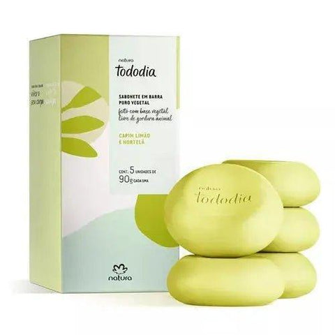 Sabonete Natura Tododia capim limão e hortelã 5 unidades de 90g - MEUBRASILONLINE