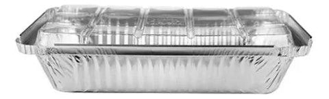 Bandeja Marmita Alumínio 220ml Tampa Pet Retangular