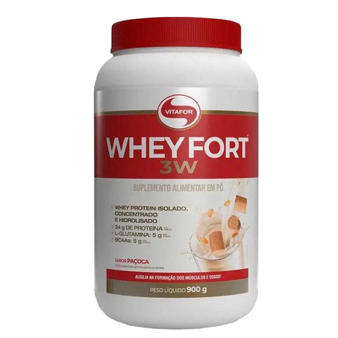 Whey Protein Whey Fort 3W Paçoca Vitafor 900g - MEUBRASILONLINE